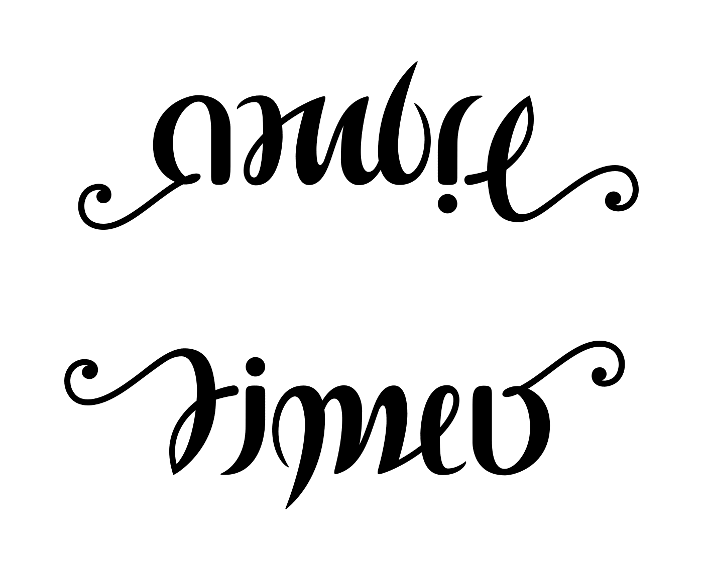 ambigramme Ambre Timeo noir